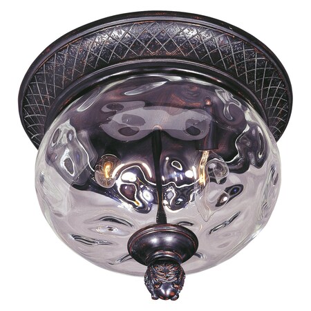 Maxim Two Light Oriental Bronze Water Glass Glass Outdoor Flush Mount 3429WGOB
